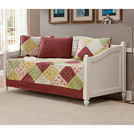 Fancy Collection 5pc DayBed Quilted Bedspread Coverlet Set Patchwork Floral Burgundy Off White Pink Beige New 